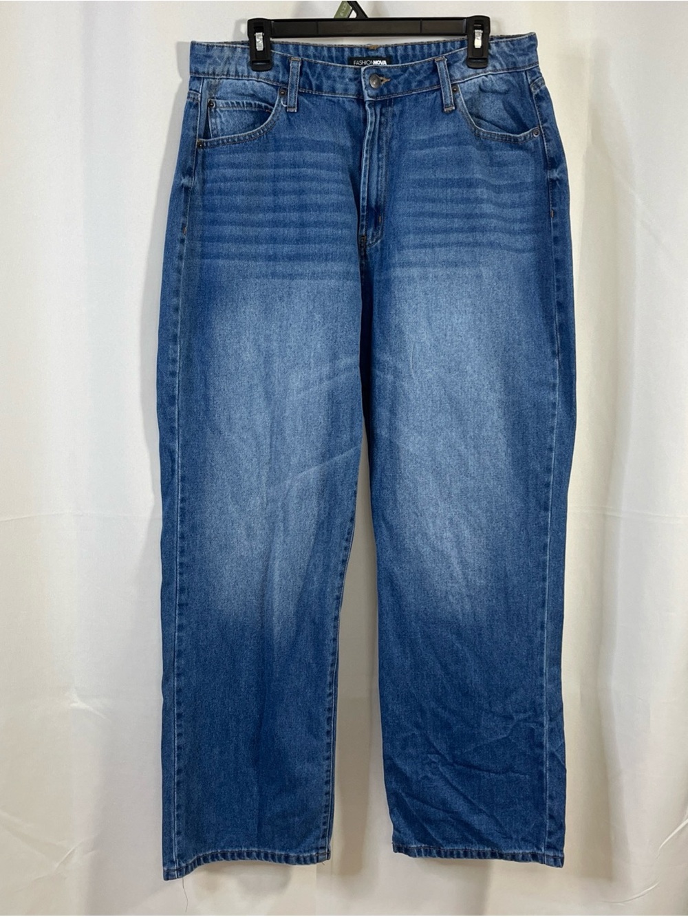 Fashion Nova Women Blue Wide Leg Jeans Size 13 Denim 100% Cotton